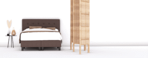 erkendmatras boxspring hoofdbord knopen stof bruin