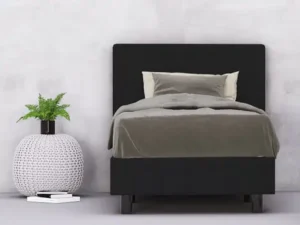 erkendmatras boxspring hoofdbord vlak stof antraciet slaapkamer