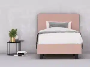 erkendmatras boxspring hoofdbord vlak velvet roze slaapkamer