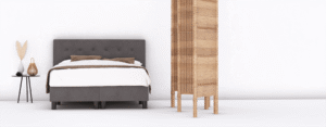 erkendmatras boxspring hoofdbord knopen stof bruin