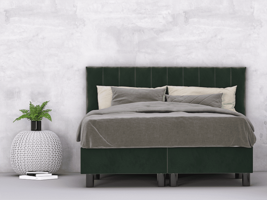 erkendmatras boxspring hoofdbord banen velvet donkergroen