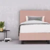 erkendmatras boxspring hoofdbord vlak velvet roze slaapkamer
