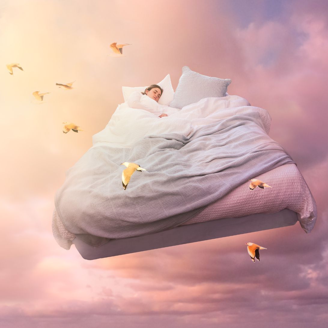 bed in de wolken