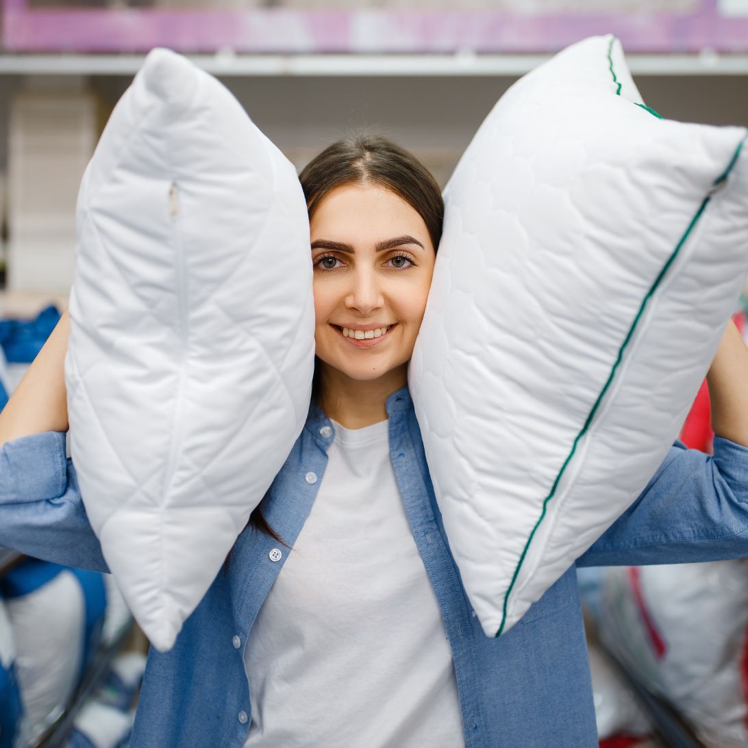 Vrouw test M line athletic pillow in winkel