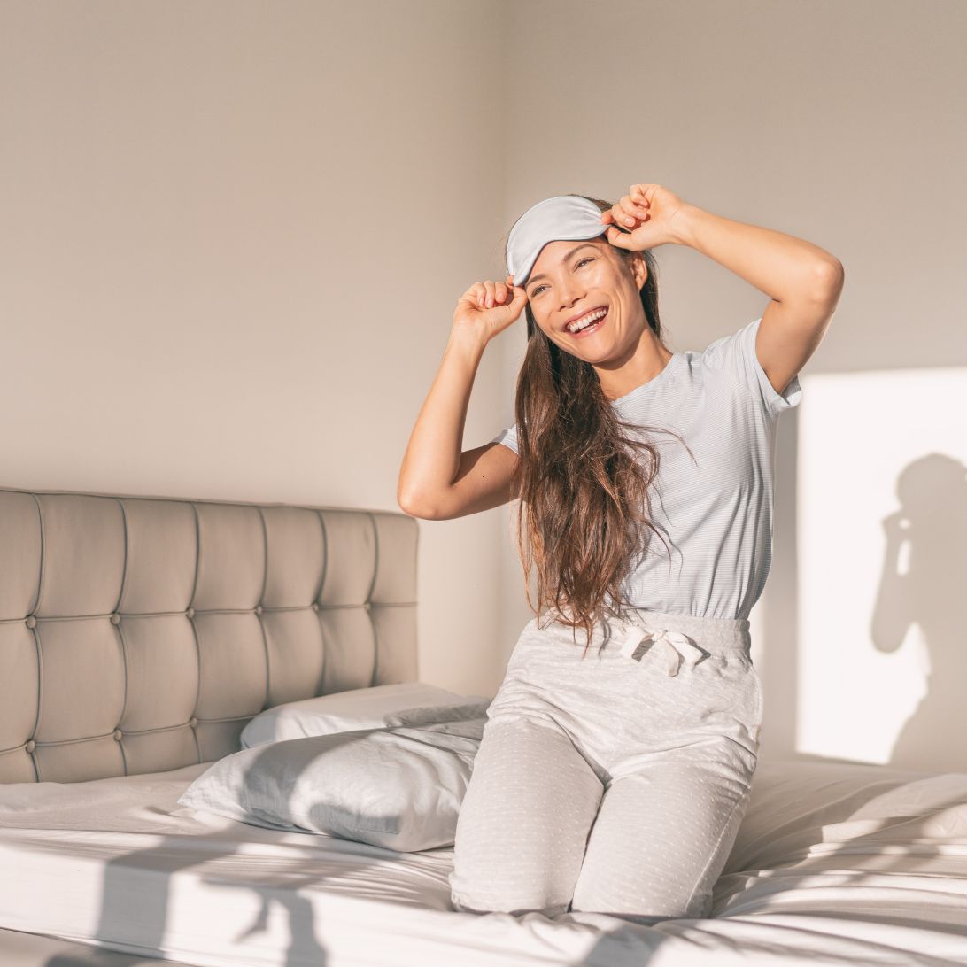 Vrouw wordt wakker op latex-matras