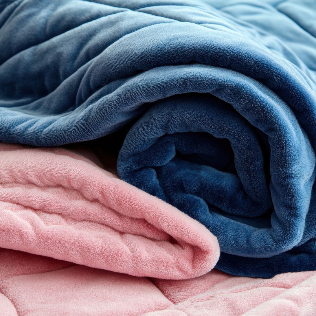 Blauwe en roze verzwaringsdeken